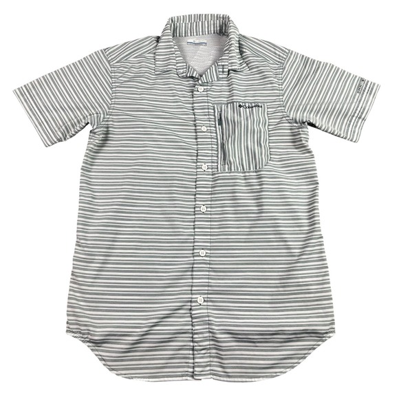 Columbia Other - Columbia Omni-Shade Men's Short Sleeve Button Down Shirt Striped Grey Small P